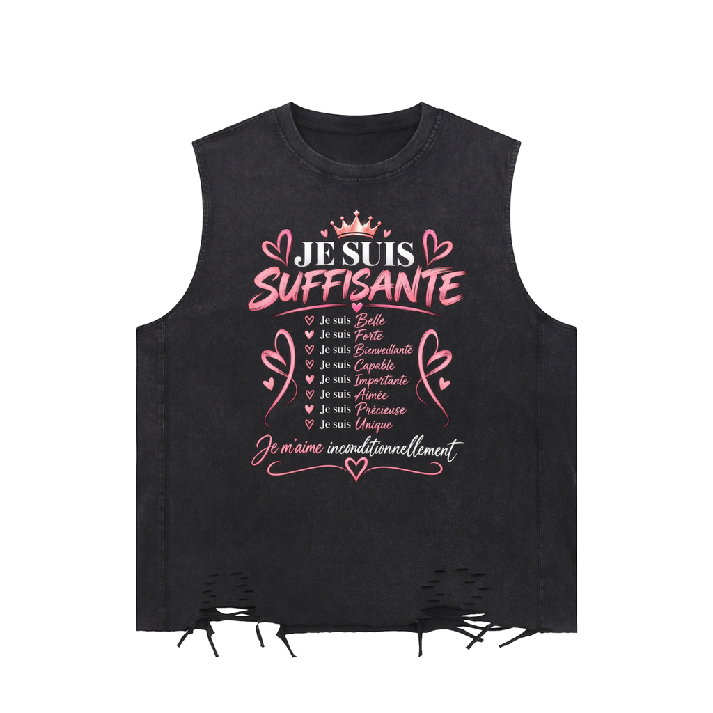 Snow Washed Raw-Hem Tank Top